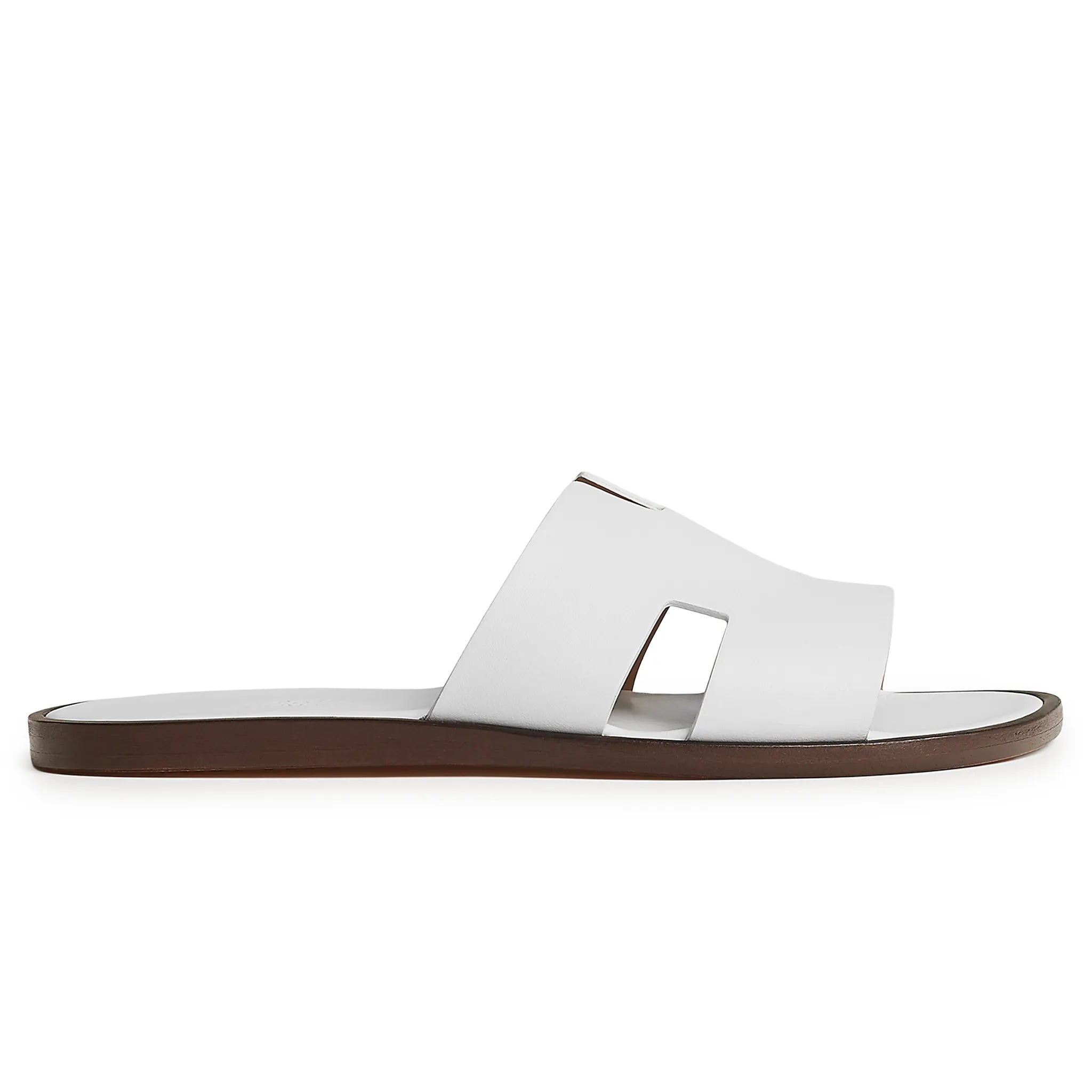 Side View of Hermès Paris Izmir White Sandal H041141ZH02390